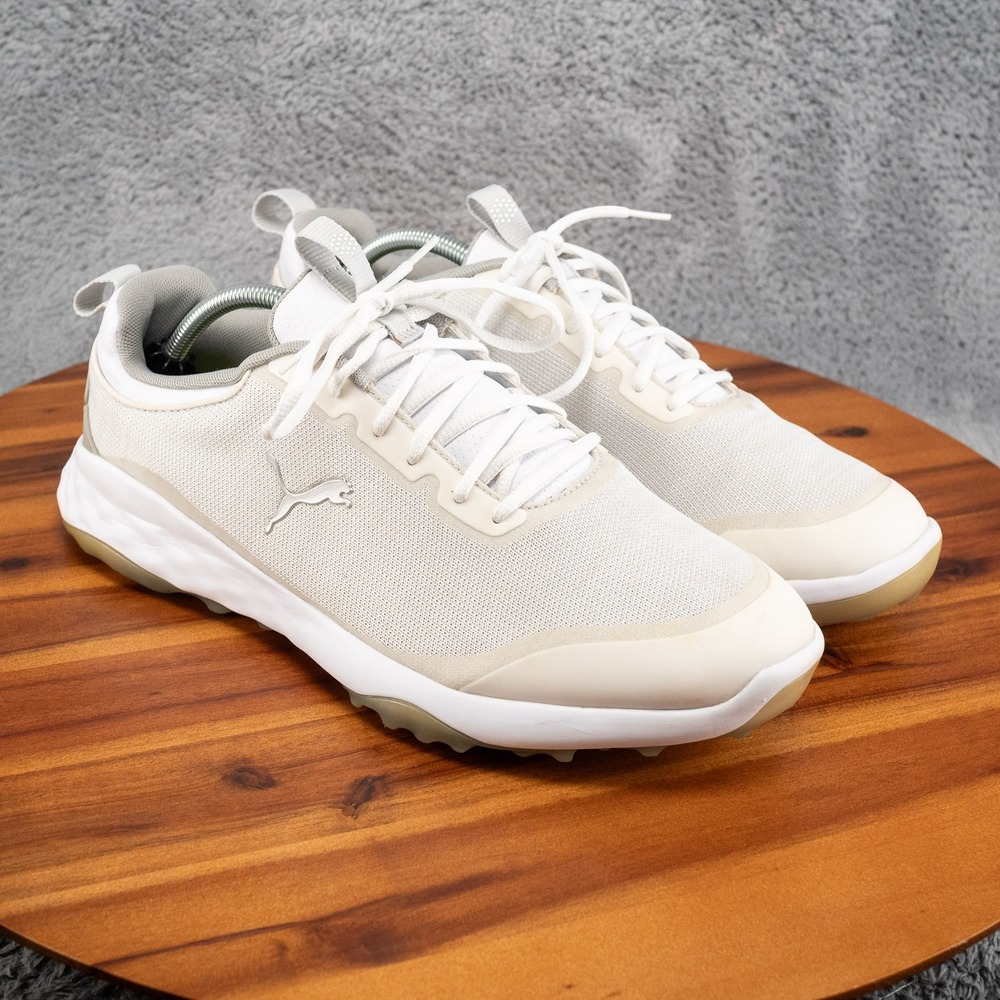 MEN'S SIZE 11.5 Puma Fusion Pro Golf Shoes White/Silver